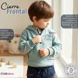 Conjunto 2 Piezas Buzo Pantalón Y Polerón Con Capucha Azul Dinosaurio Niño