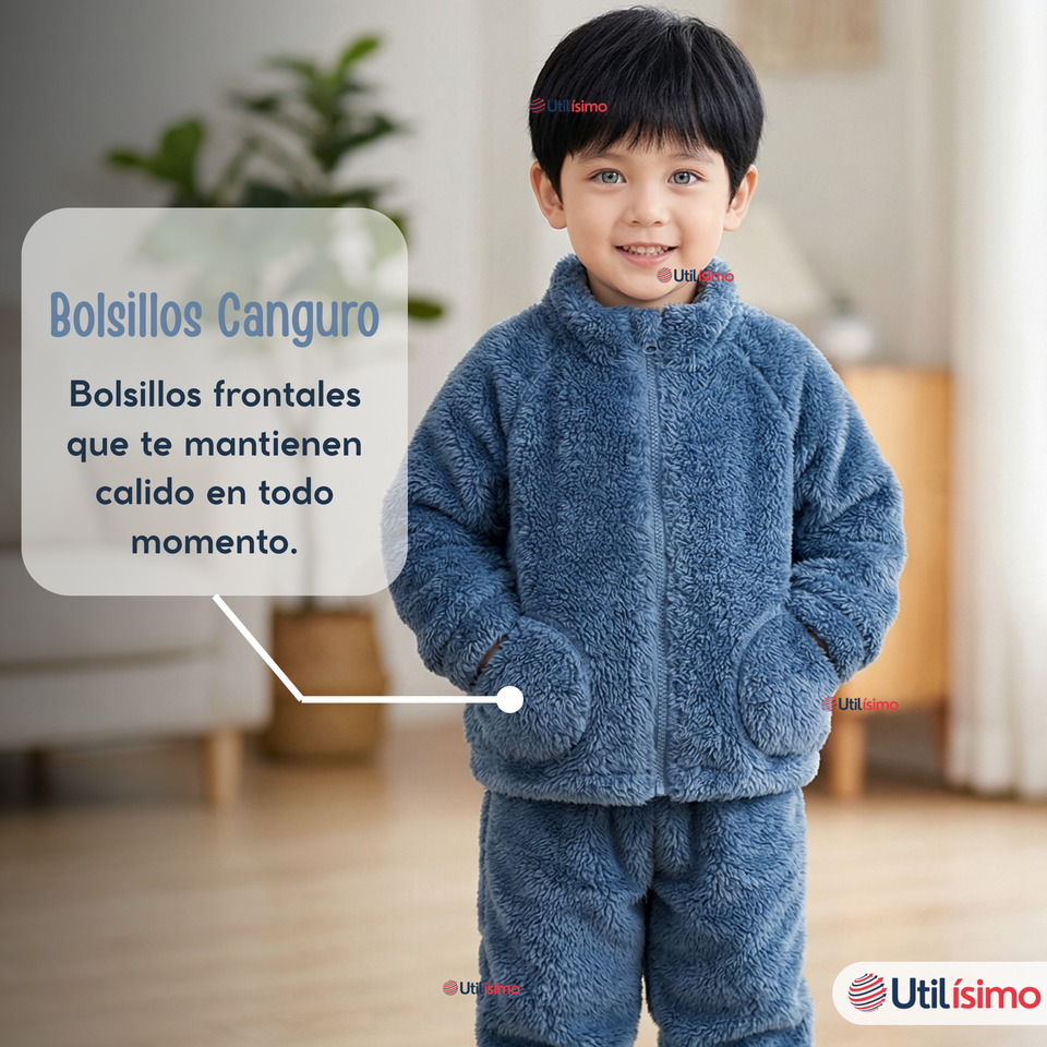 Conjunto 2 Piezas Buzo Polerón Pantalón Bebe Niño Poliéster Blue