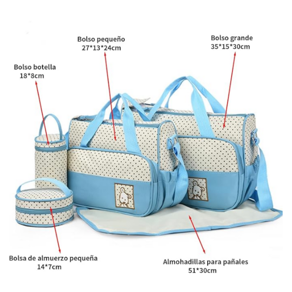 Bolso Maternal Impermeable 5 Piezas Bebe Con Bolsillos