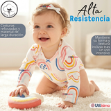 Conjunto 3 Piezas Buzo Pantalón Polerón Body De Algodón Azul Arcoiris Bebé Niña