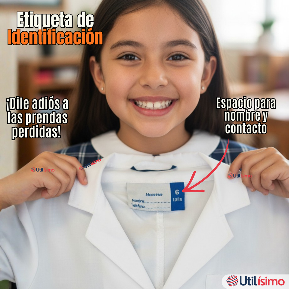 Cotona Delantal Escolar Blanca Niño Niña Unisex Bata