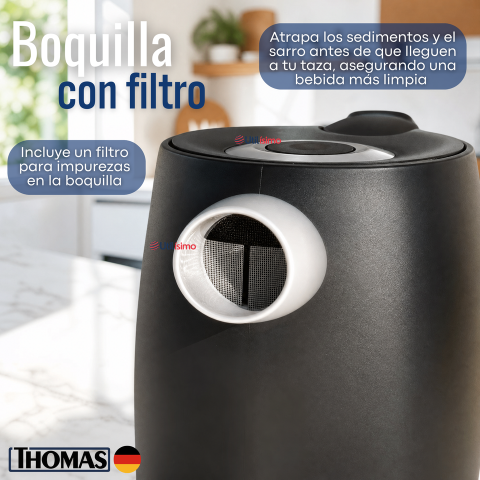 Hervidor Eléctrico Thomas 2lt Alta Potencia Tecnologia Alemana Negro