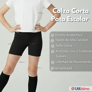 Pack 6 Calzas Cortas Escolar Pata Deportivas Niña Juvenil Color Negro