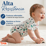 Pack 5 Bodys Manga Corta %100 Algodón Tedmimak Niño Blue Croc Jungle