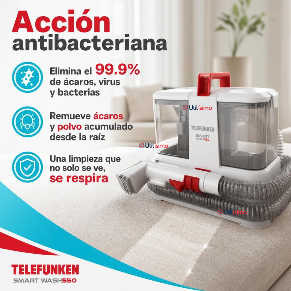 Aspiradora Limpia Tapiz Telefunken Smart Wash 550W Blanco