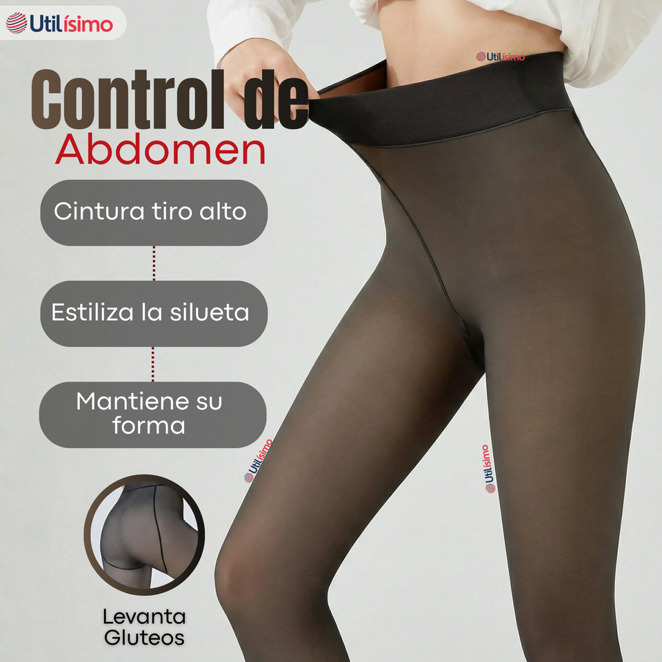 Pack 3 Calzas Pantys Efecto Piel Con Chiporro Polar Térmica Mujer Elasticada