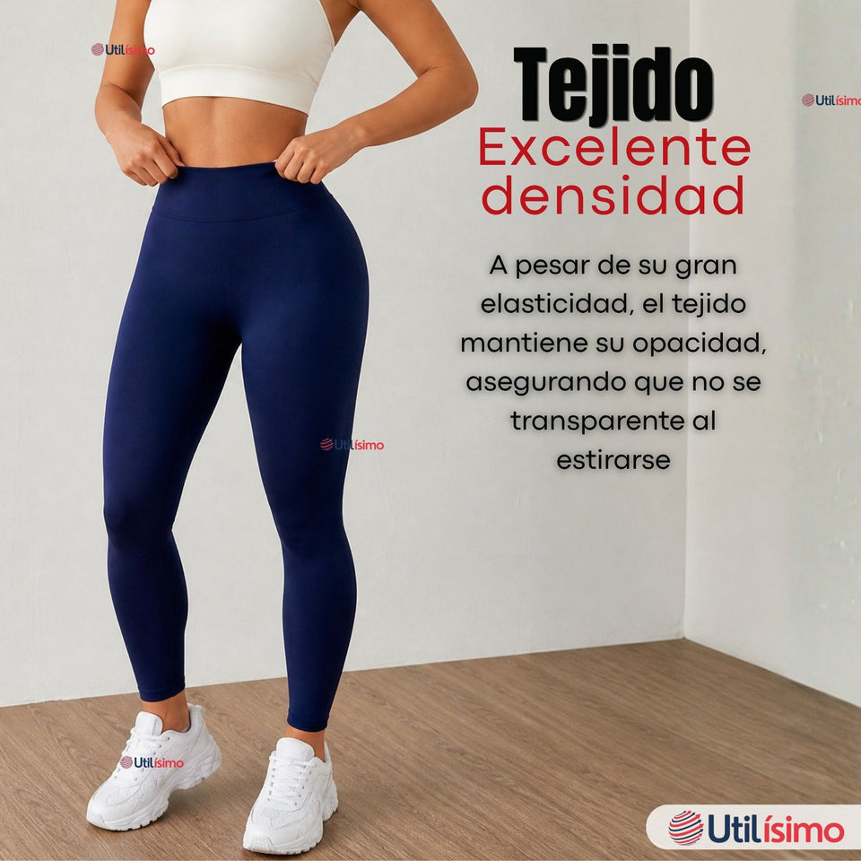 Calza Lola Polar Térmica Sin Costura Tiro Alto Elasticada Azul Marino
