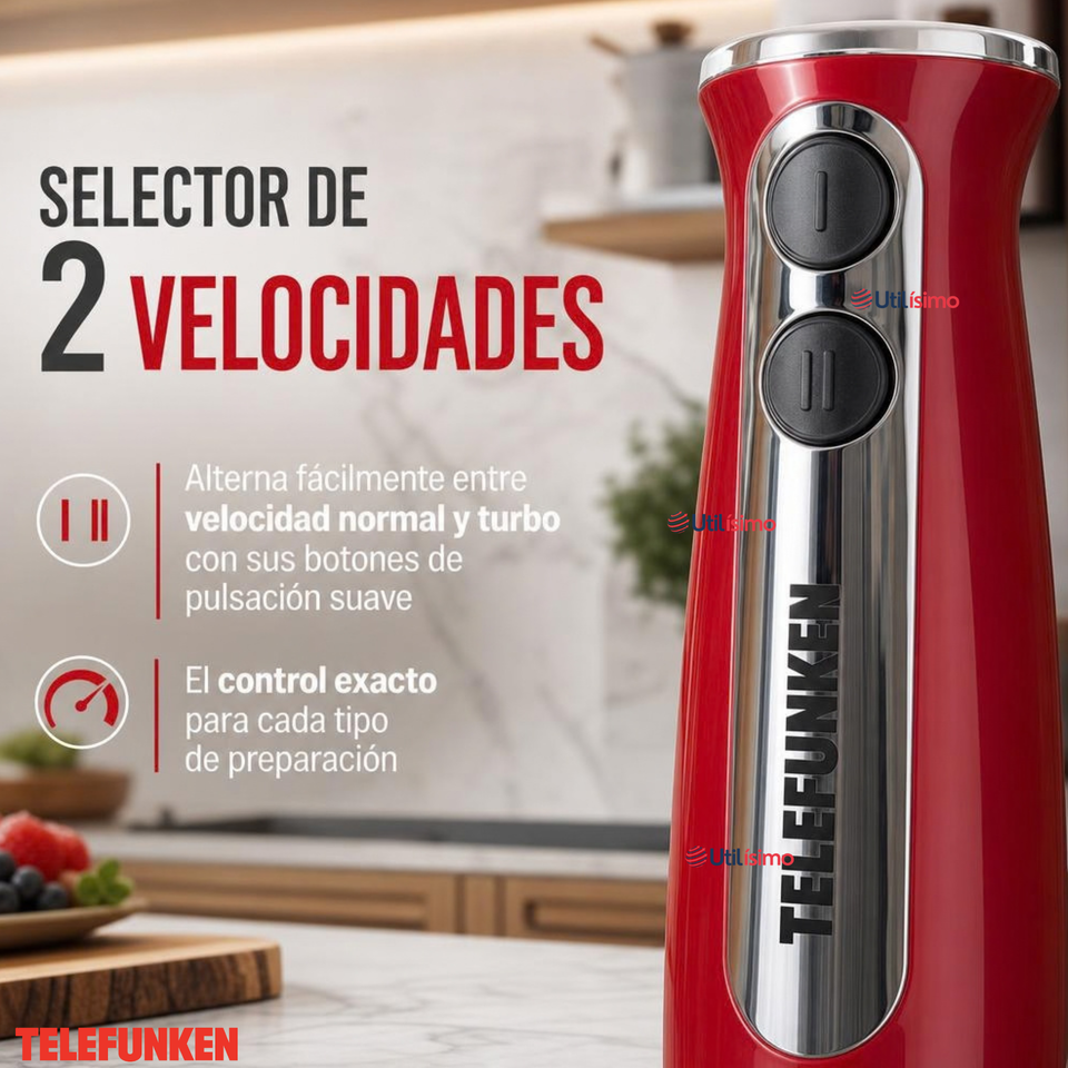 Batidora de inmersión Telefunken Smartmix 2500 roja acero inoxidable 800W