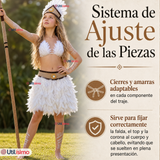 Traje Pascuense Típico Blanco Con Plumas 3 Piezas Juvenil Rapa Nui Fiestas Patrias