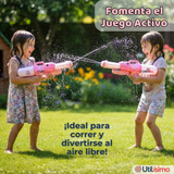 Pack 2 Pistolas Lanza Agua Dinosaurio Color Rosado Juguete 40cm Niña