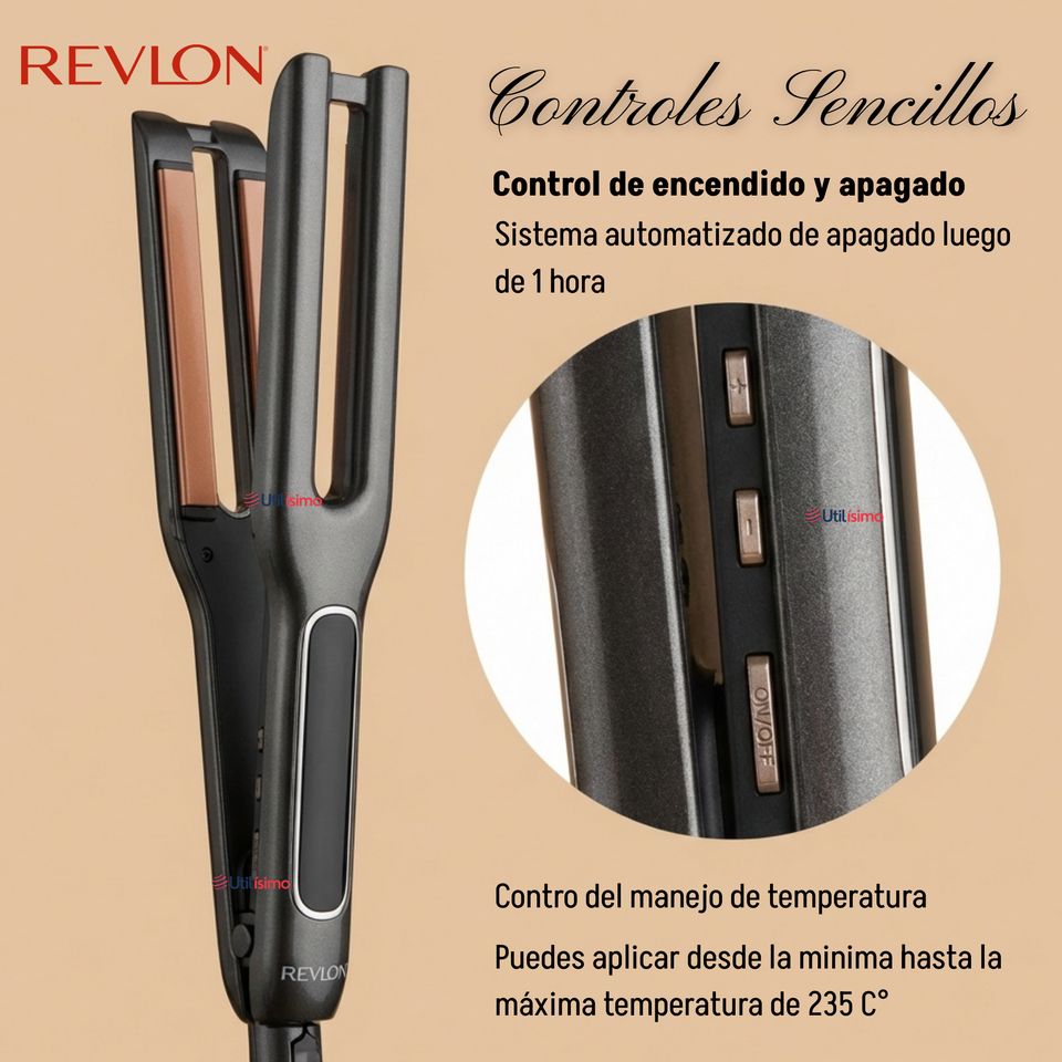 Plancha Alisadora De Cabello Revlon Placas Dobles Cerámica De Cobre RVST2204 Alaciadora Negra