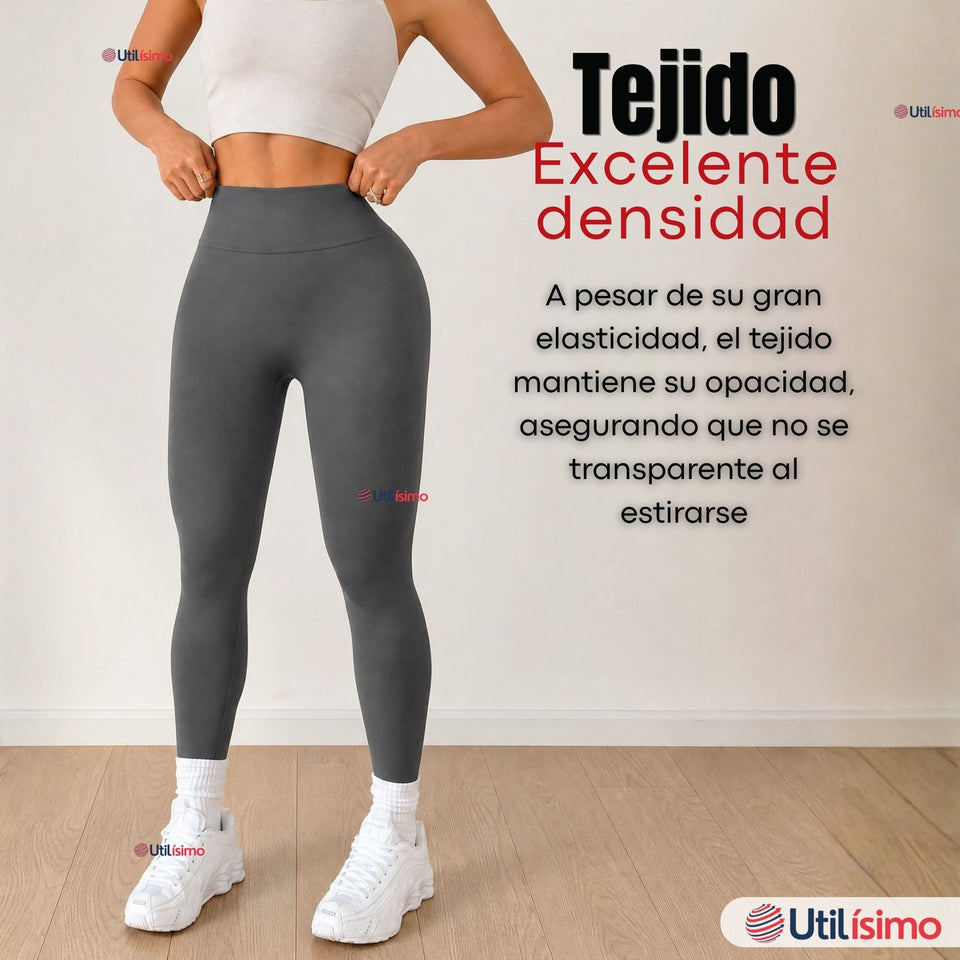 Calza Lola Polar Térmica Sin Costura Tiro Alto Elasticada Gris