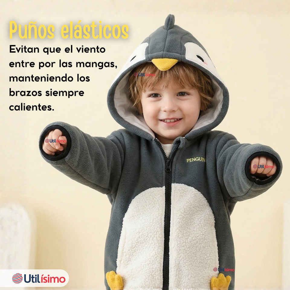 Polerón Polar Con Capucha Invierno Bebé Niño Happy Penguin