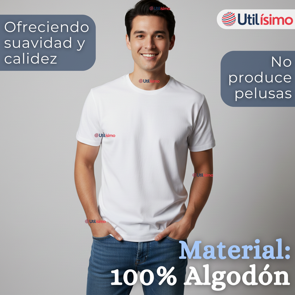 Pack 3 Camisetas Poleras 100% Algodón Básica Lisa Elástica Hombre Blanco