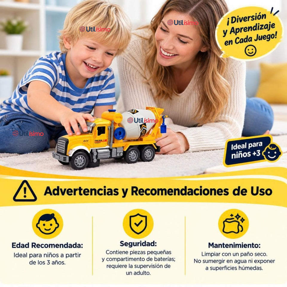 Camión Mixer Colores Surtidos Juguete Infantil Camión De Luces y Sonidos Interactivo Niño