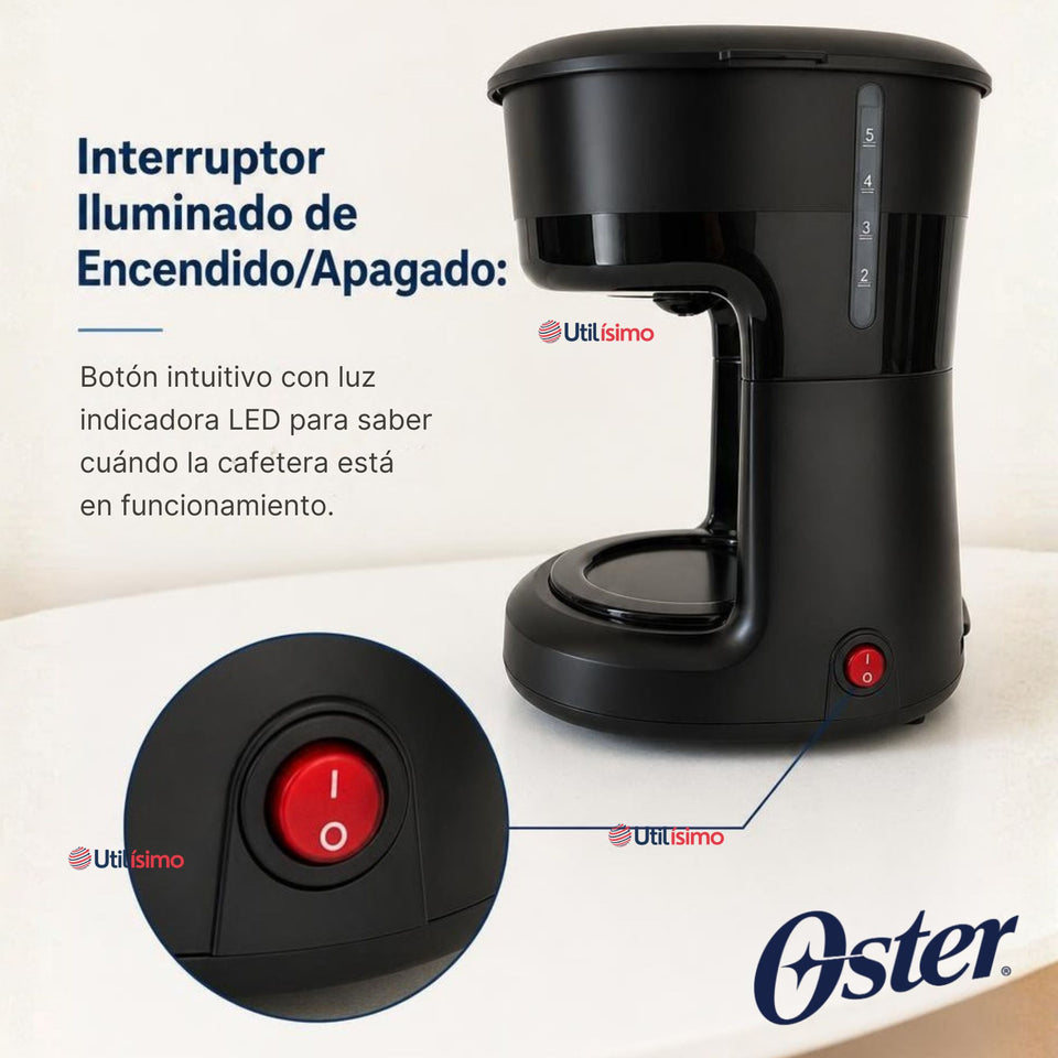 Cafetera de goteo Oster® de 5 tazas, con filtro reutilizable, Negro, BVSTDCS51B