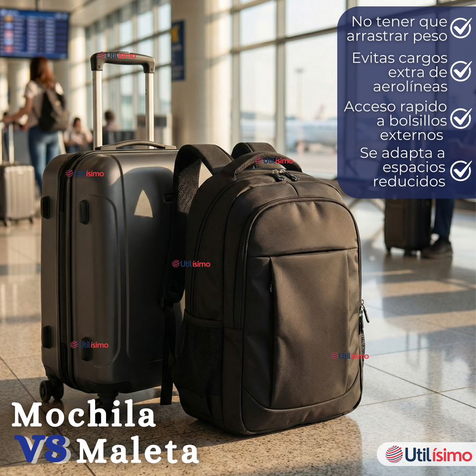 Mochila Multifuncional Ejecutiva Notebook Escolar Viaje Cabina Impermeable Resistente 49cm Negro 25L