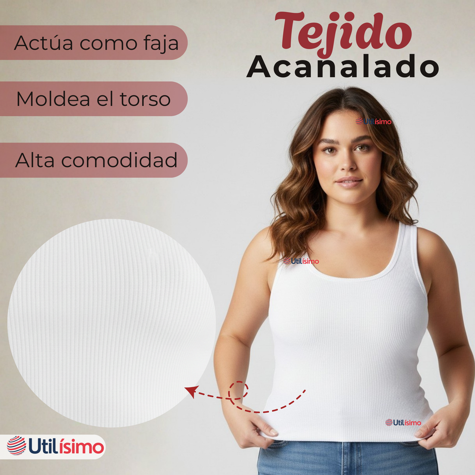 Pack 3 Camisetas Poleras Sin Mangas Tela Acanalada Algodón Mujer Colores Surtidos