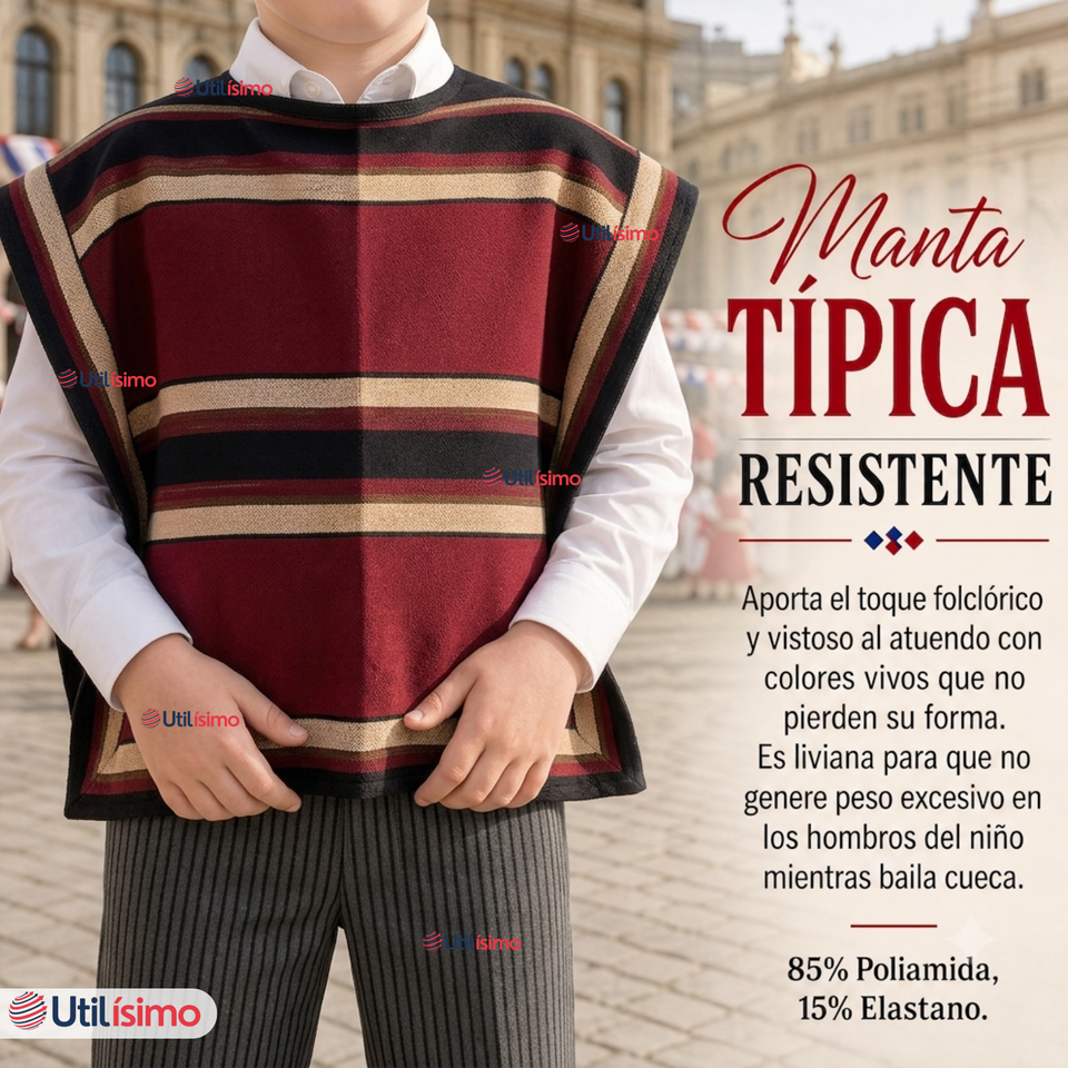 Traje Huaso Típico Completo 5 Piezas Niño Fiestas Patrias