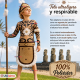 Traje Pascuense Completo 5 Piezas Polera Tatuajes NIño Rapa Nui Fiestas Patrias
