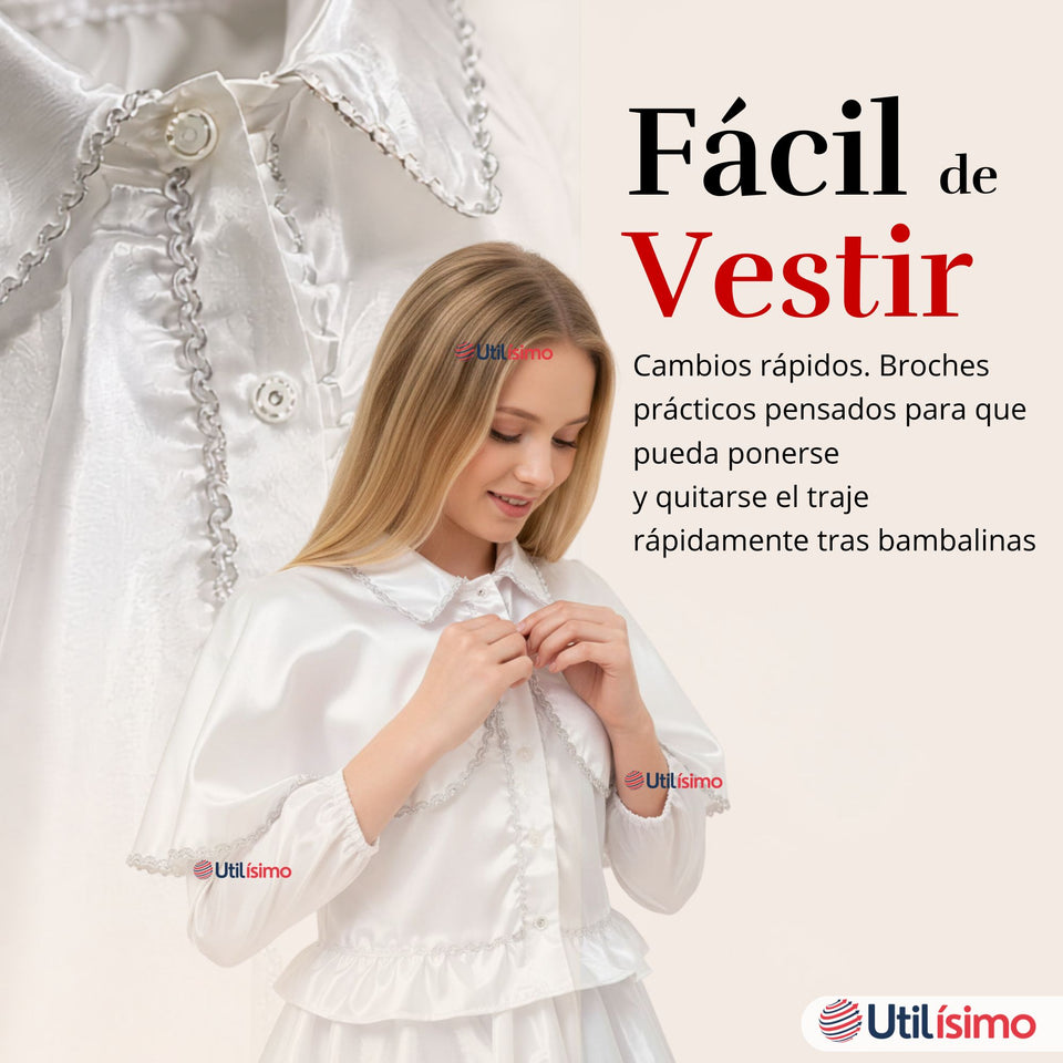 Traje Tirana Diablada Blanco 3 Piezas Juvenil Baile Típico Fiestas Patrias