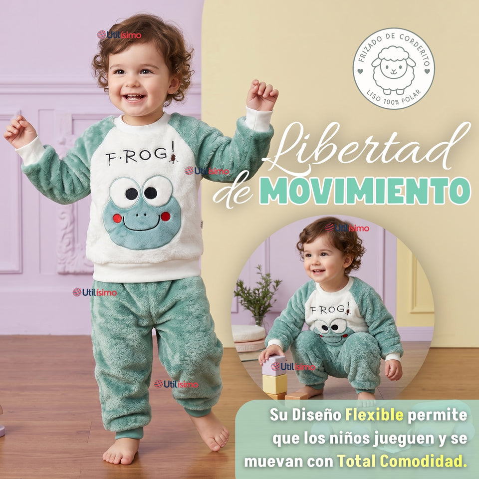 Conjunto Buzo Polerón Frizado Niños Bebes Corderito Liso 2 Piezas