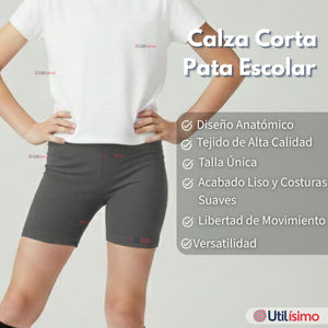 Calza Corta Escolar Color Gris Pata Deportivas Niña Juvenil