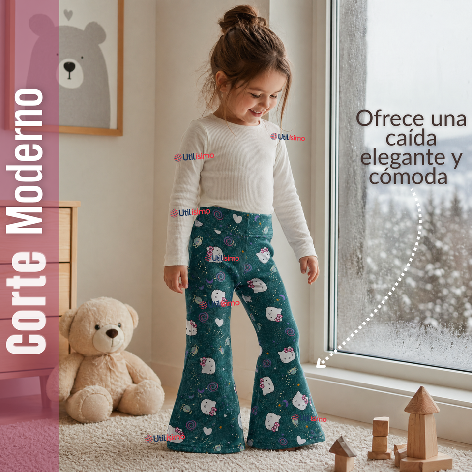 Pack 3 Buzos Pantalones Palazzos Polar Con Chiporro Niña Térmico Surtido Hello Kitty Kuromi My Melody San Río