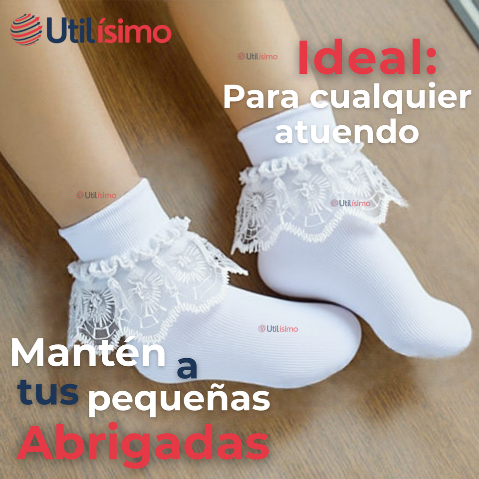Par De Calcetines Con Vuelo Blanco Niña Algodón Fiestas Patrias De 3 Meses a 10 años