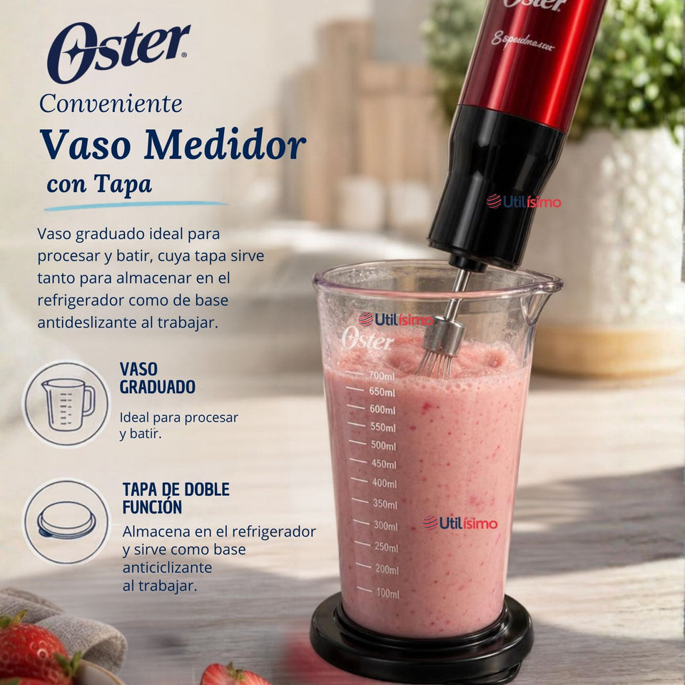 Batidora de inmersión Oster® con cuchilla Quad y accesorios FPSTHB5103R