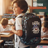 Mochila Escolar Kit Con Estuche y Lonchera 43cm Tela Oxford Baby Shark Niño