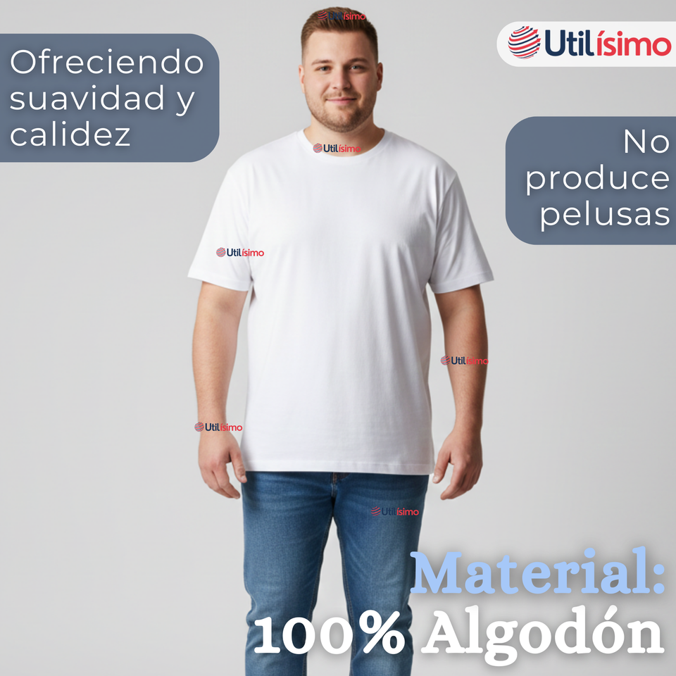 Pack 6 Camisetas Poleras 100% Algodón Básica Lisa Elástica Hombre Blanco