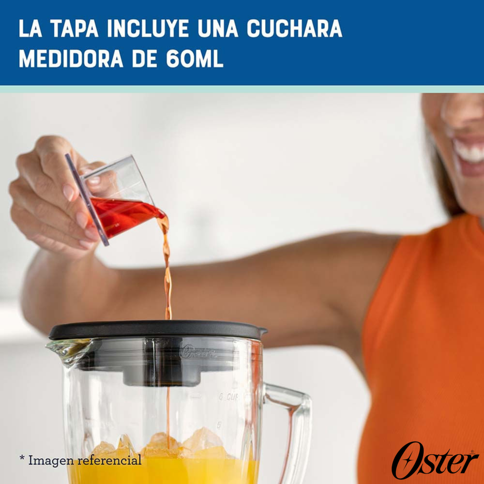 Licuadora Oster® con tecnología reversible, 2 programas automáticos y 3 velocidades más pulso