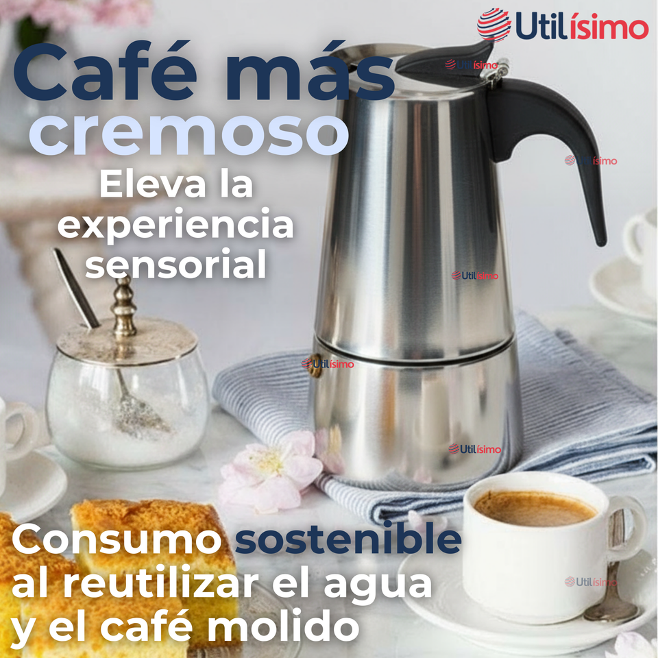 Cafetera Italiana Expresso 500ml 6 Tazas Acero Inoxidable Plateado
