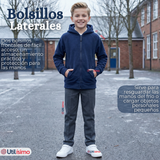 Polerón Escolar Polar Con Capucha Niño Unisex Azul 5 a 12 años