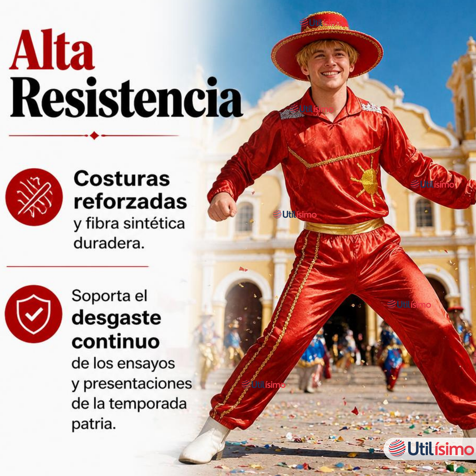 Traje Caporal Típico Completo Con Sombrero Rojo Hombre Fiestas Patrias