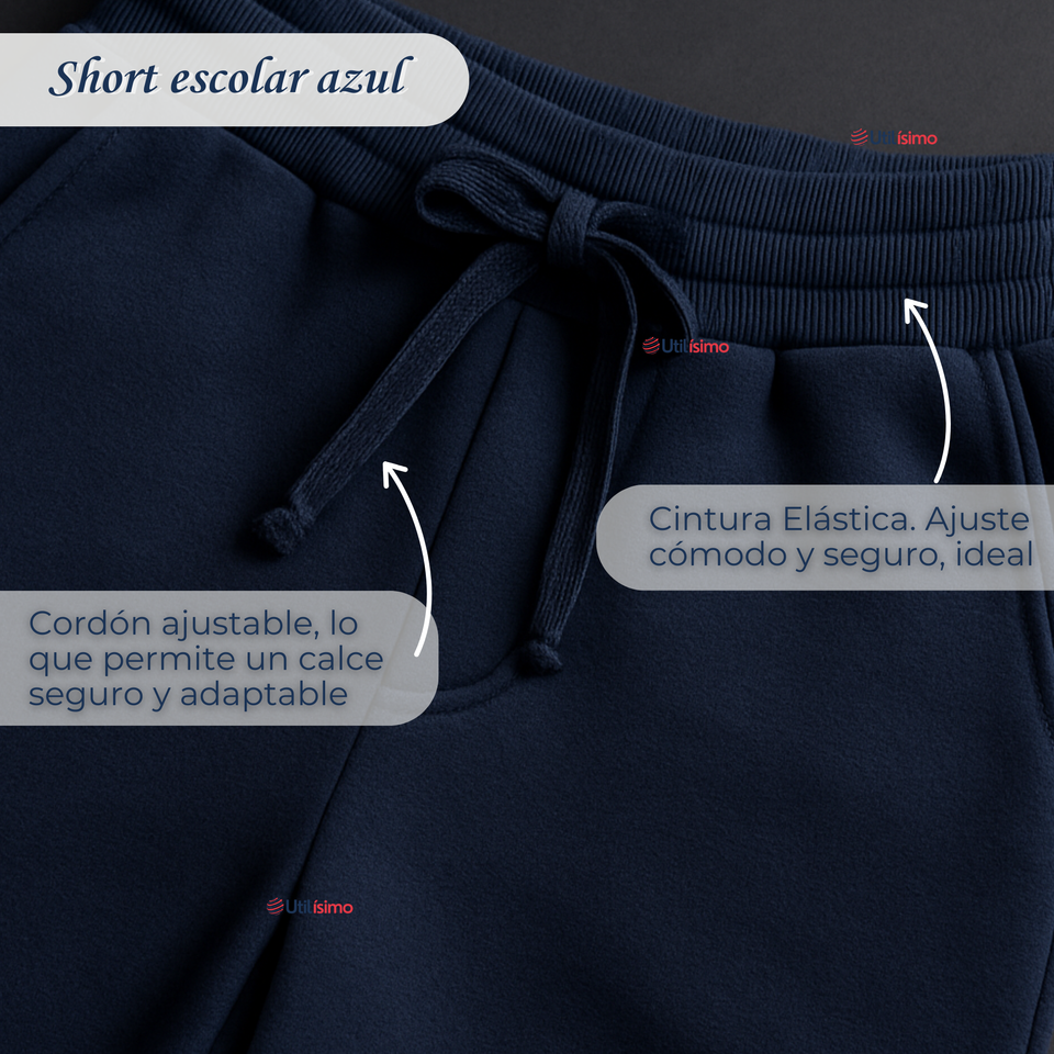 Pack 3 Shorts Pantalones Corto Juvenil Algodón Deportivo Escolar Azul Marino