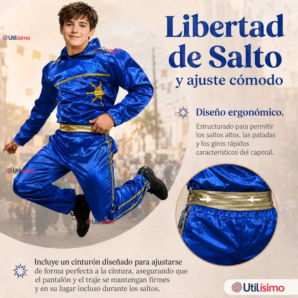 Traje Típico Caporal Azul Danza Tradicional Fiestas Patrias