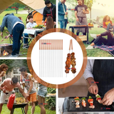 Pack 12 Pinchos De 40cm Para Anticuchos Brochetas Asados Mango De Madera