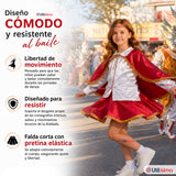 Traje Tirana Diablada Rojo 3 Piezas Niña Baile Típico Fiestas Patrias