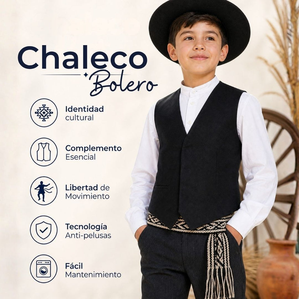Chaleco Bolero Negro Tradicional Niño Fiestas Patrias