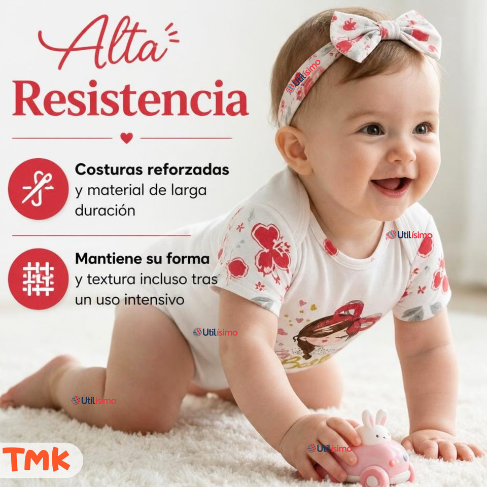 Pack 5 Bodys Manga Corta %100 Algodón Tedmimak Niña Lovely Bella