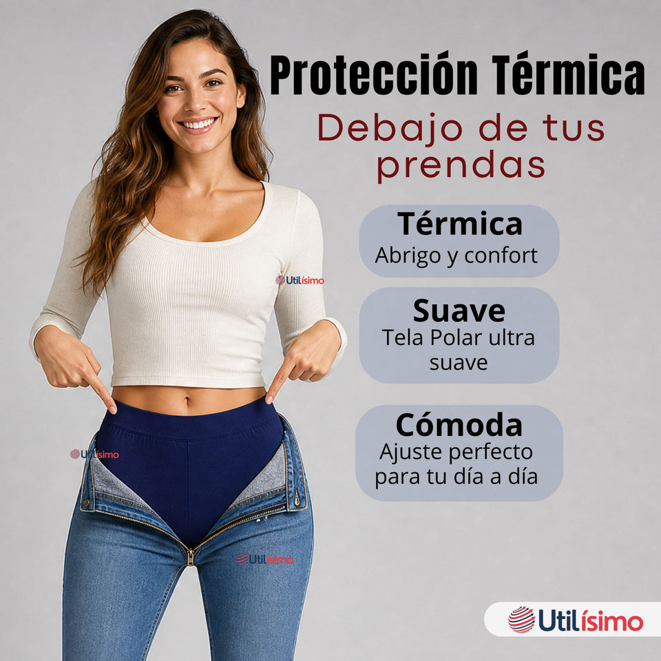 Calza Panty Con Chiporro Mujer Elasticada Azul Marino