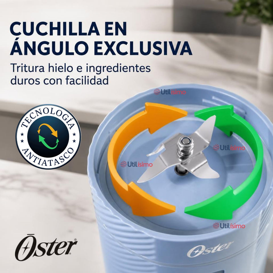 Oster Licuadora Portátil, GoMAX, 590 ml de Capacidad, para Smoothies, Azul, BLSTGFP-MH20-000