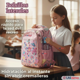 Mochila Escolar Con Estuche 43cm Tela Oxford Impermeable Niña