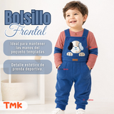 Conjunto 2 Piezas Jardinera Polera Manga Larga 100% Algodón Bebé Niño Jumper Tedmimak Adorable Puppy