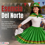 Pack 3 Trajes Nortinos Niña 3 piezas Verde Baile Típico Fiestas Patrias