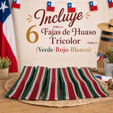 Pack 6 Fajas Huaso Juvenil Fiestas Patrias Bailes Típico Verde Multicolor