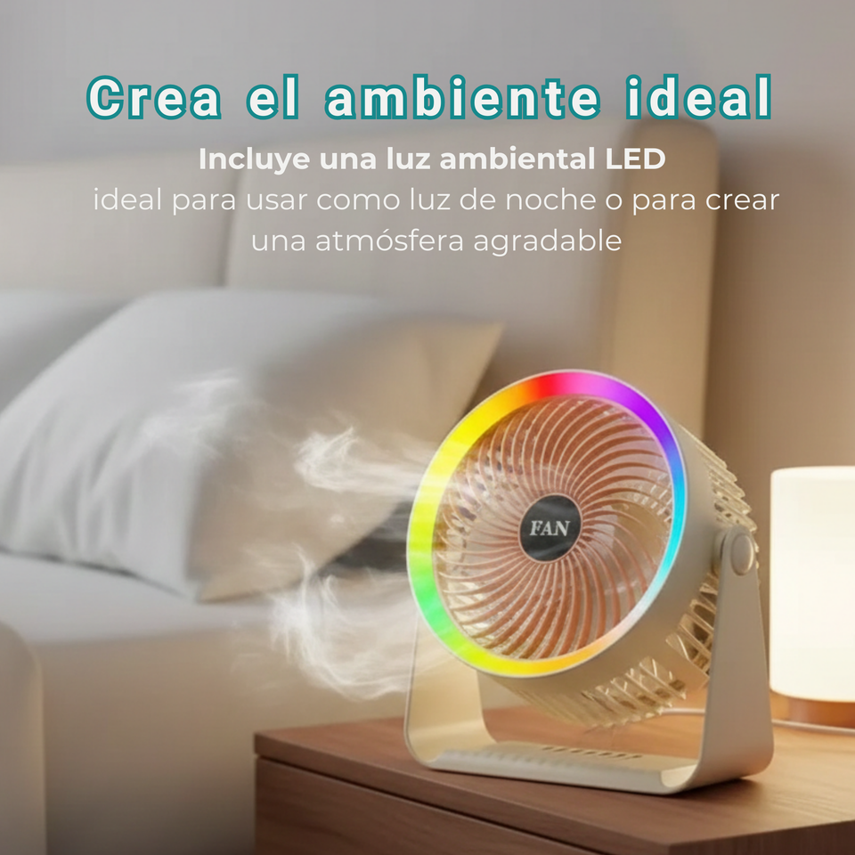 Mini Ventilador De Mesa Beige Silencioso Portátil Recargable USB