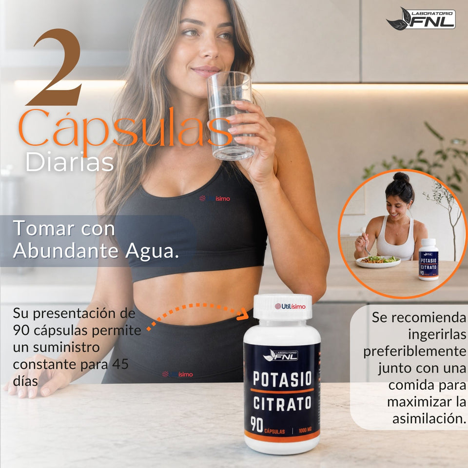 Citrato De Potasio 90 Cápsulas FNL Sabor Natural